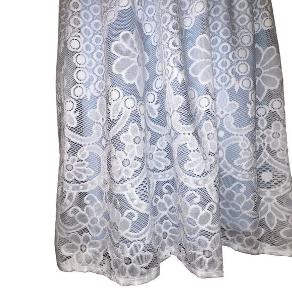 Sandra Darren Women's Dress Size 8 Light Blue with White Lace Overlay - Picture 4 of 5